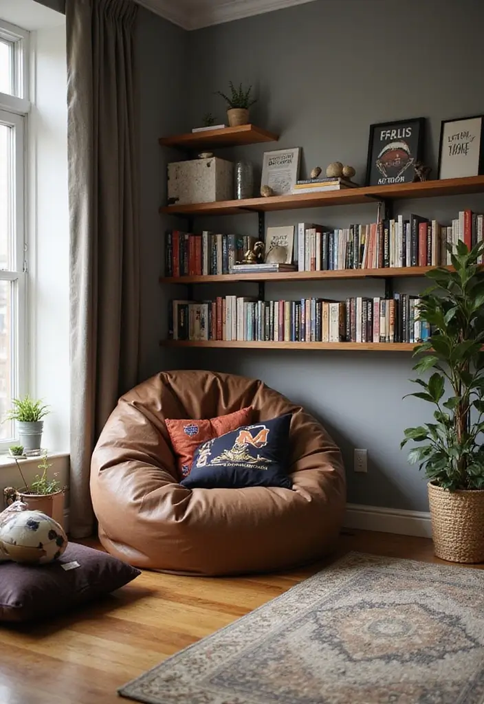 28 Boy Living Room Ideas That Feel Cool and Playful - 16. Cozy Reading Nook