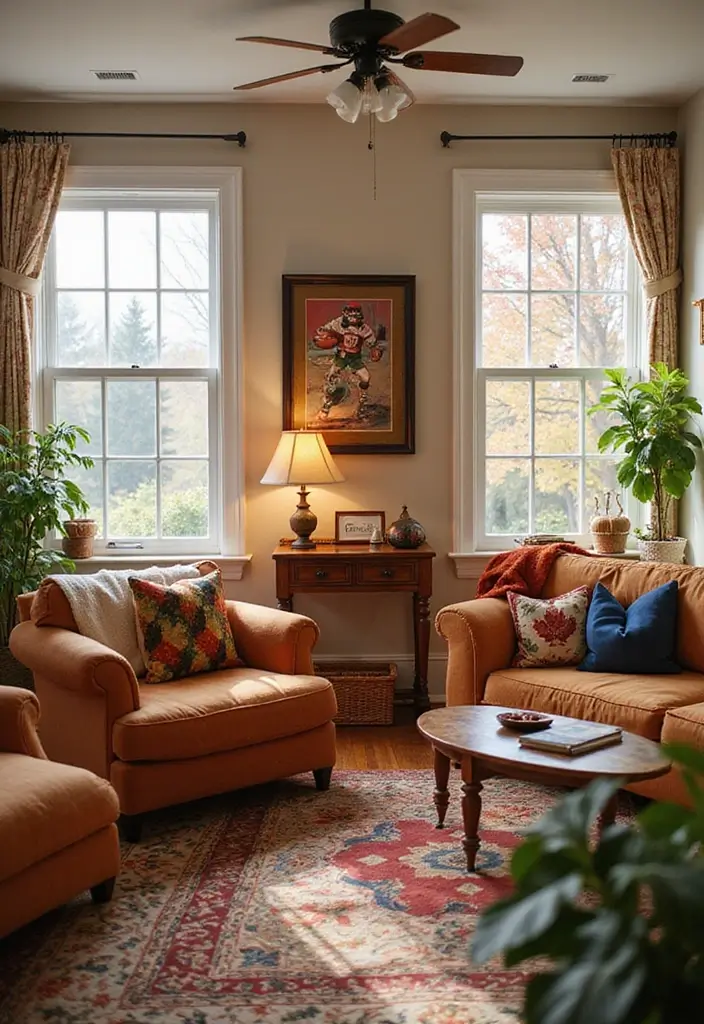 28 Boy Living Room Ideas That Feel Cool and Playful - 28. Seasonal Sports Decor