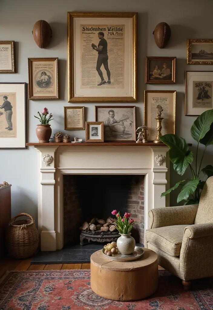 28 Boy Living Room Ideas That Feel Cool and Playful - 8. Vintage Sports Memorabilia