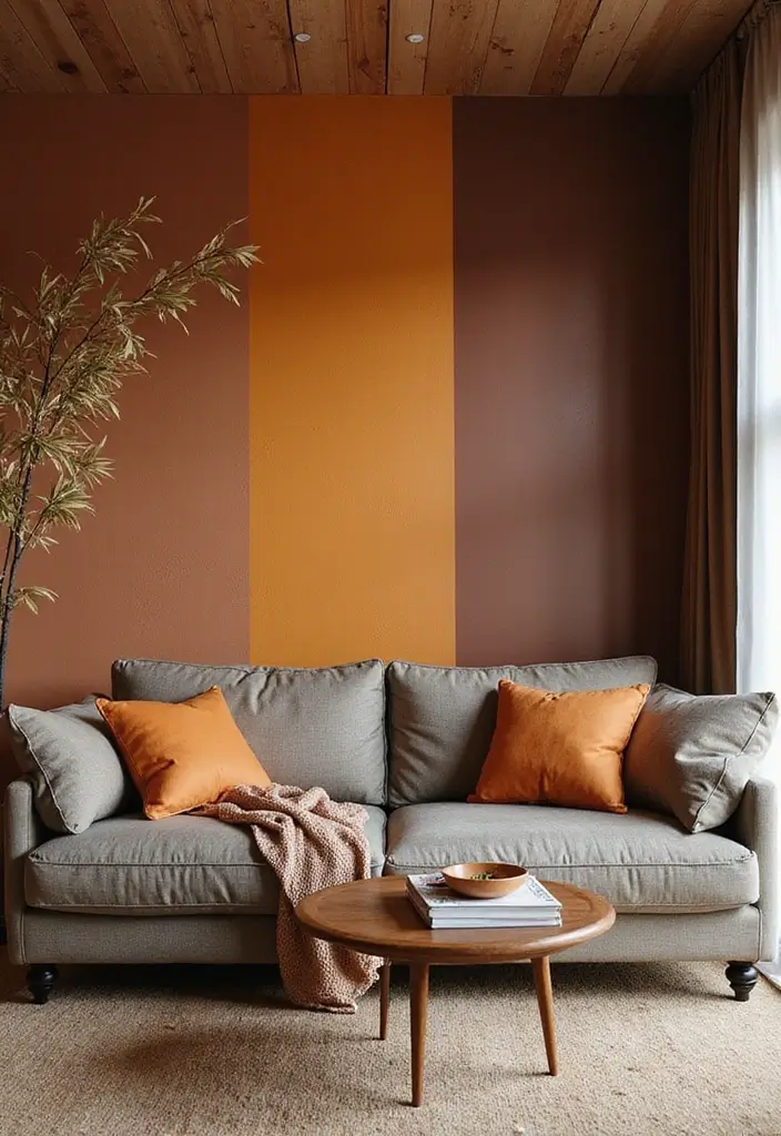 28 Brown Walls Living Room Decor Ideas That Feel Warm and Stylish - 10. Bold Accent Walls