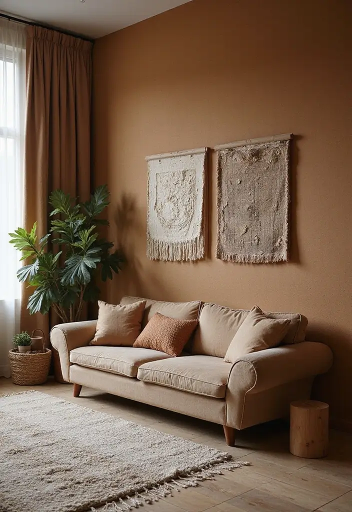 28 Brown Walls Living Room Decor Ideas That Feel Warm and Stylish - 11. Textured Wall Treatments