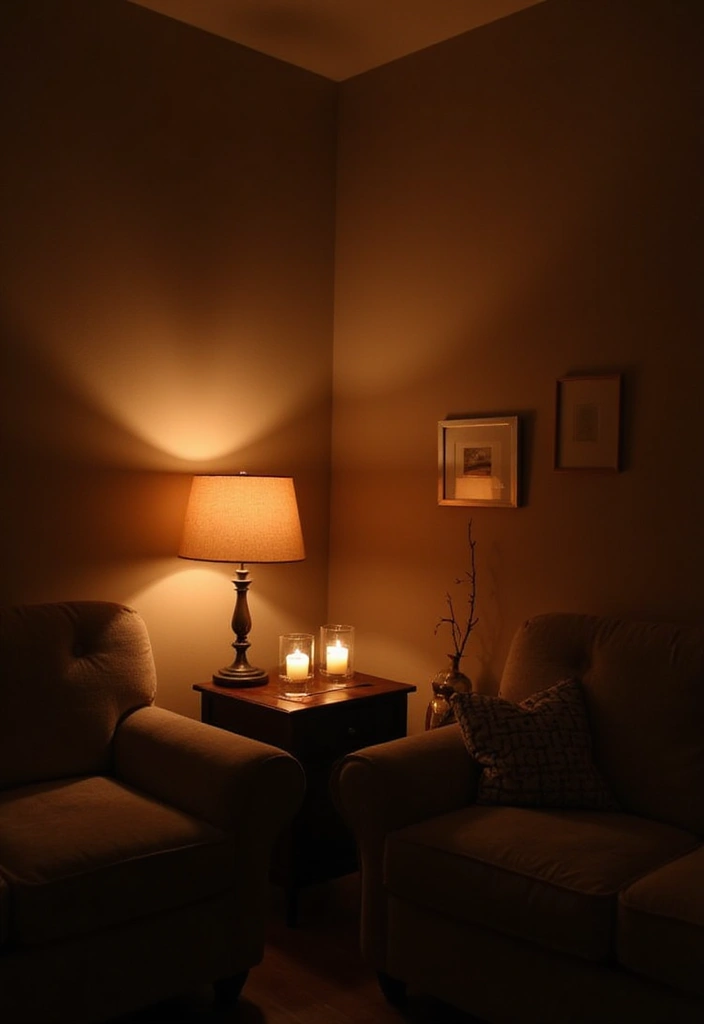 28 Brown Walls Living Room Decor Ideas That Feel Warm and Stylish - 4. Soft Lighting