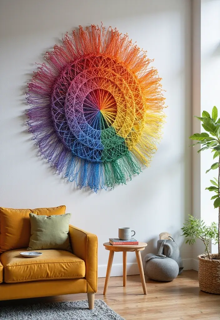 28 DIY Artwork for Living Room Ideas That Add Personal Touches - 16. String Art Masterpieces