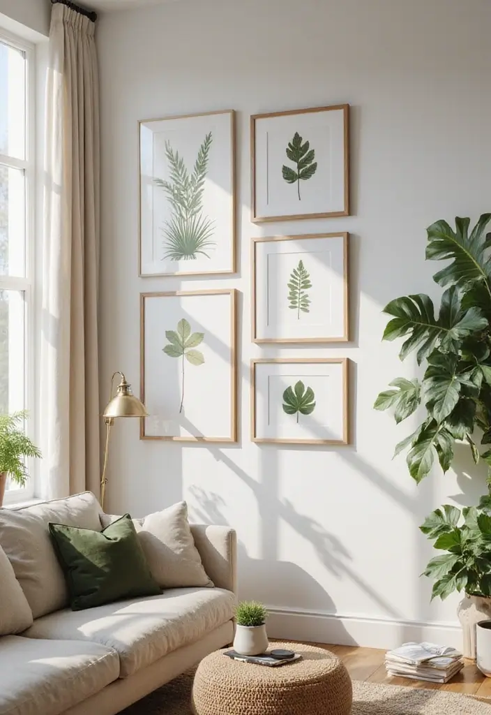 28 DIY Artwork for Living Room Ideas That Add Personal Touches - 20. Simple Nature Prints