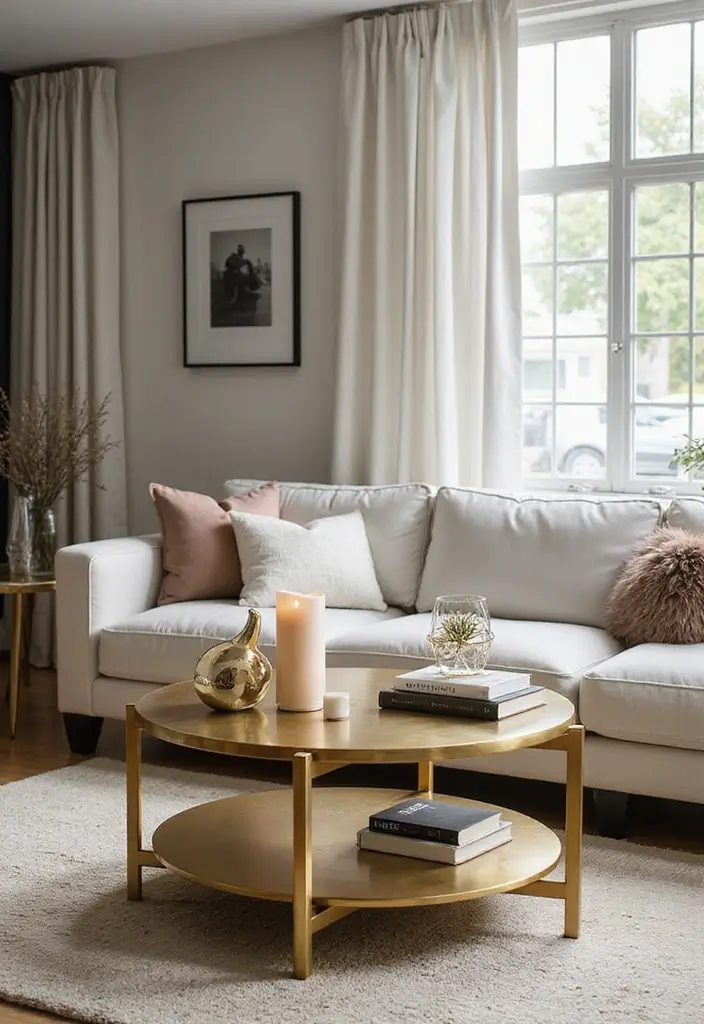 28 Gold Accent Living Room Ideas That Add Shine and Glamour - 1. Gold Coffee Tables