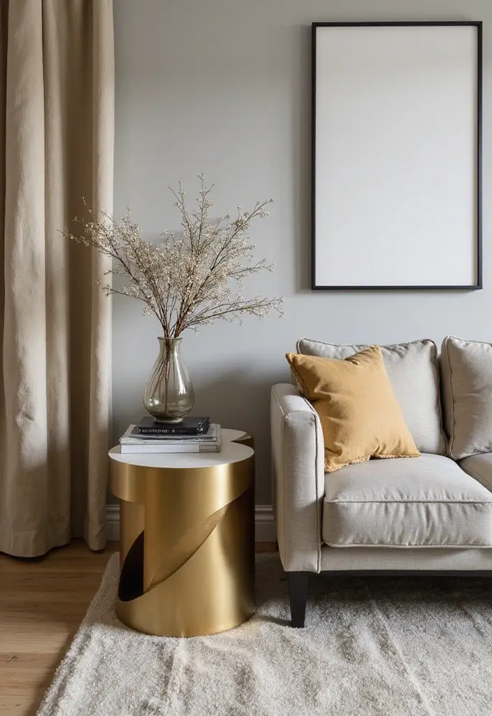 28 Gold Accent Living Room Ideas That Add Shine and Glamour - 18. Gold Accent Side Tables