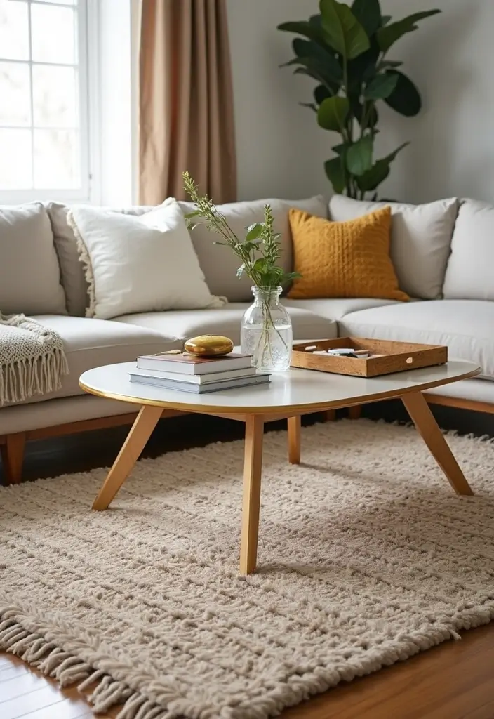 28 Gold Accent Living Room Ideas That Add Shine and Glamour - 24. Gold Accent Throw Rugs