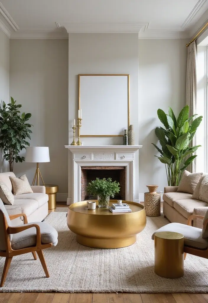 28 Gold Accent Living Room Ideas That Add Shine and Glamour - 26. Gold Accent Furniture Pieces