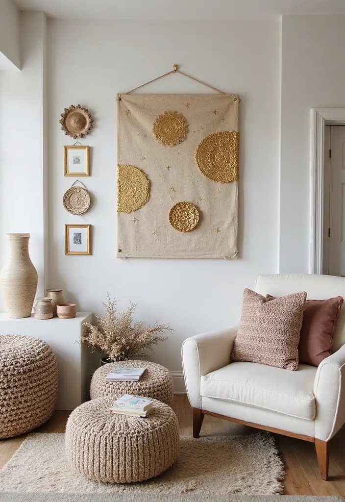 28 Gold Accent Living Room Ideas That Add Shine and Glamour - 5. Gold Wall Art