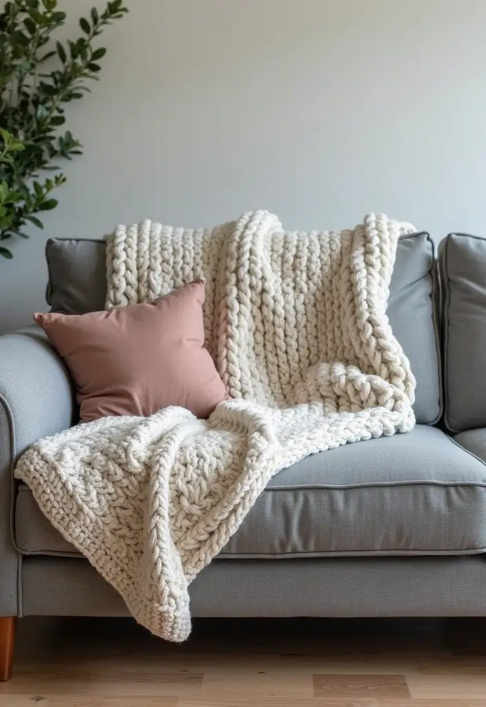 28 Grey Couch Boho Living Room Ideas That Feel Calm and Eclectic - 11. Soft Throws