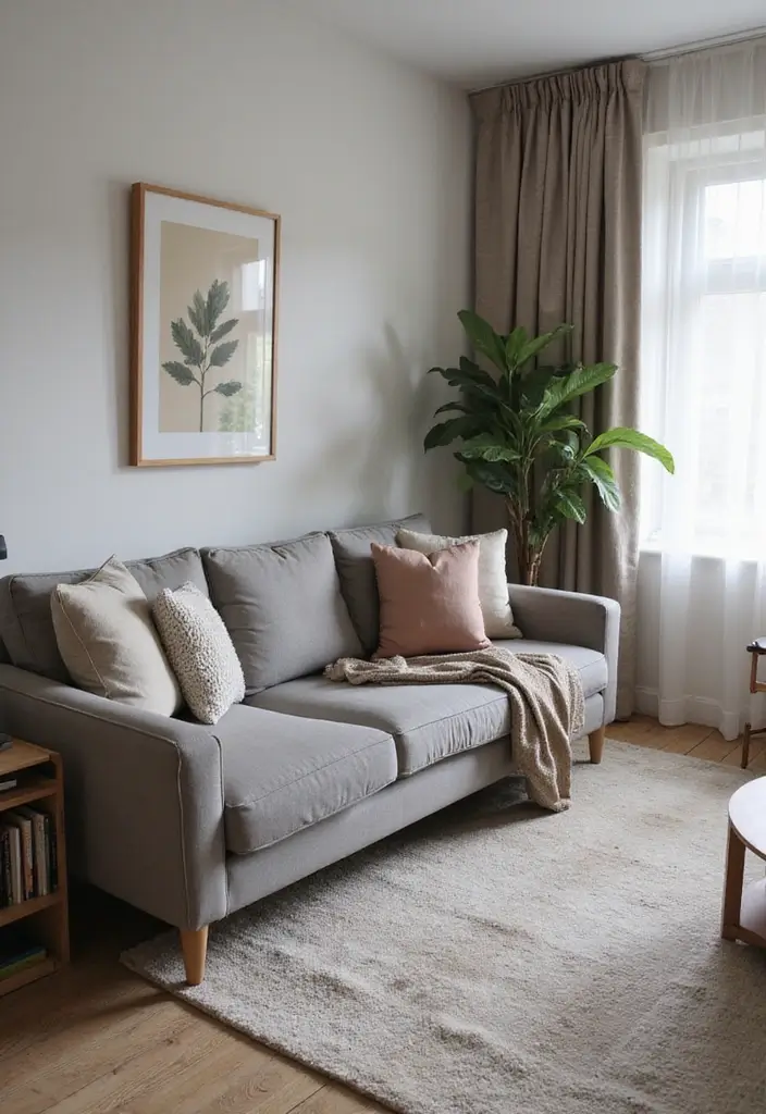 28 Grey Couch Boho Living Room Ideas That Feel Calm and Eclectic - 13. Cozy Nooks