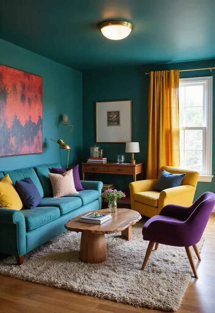 28 Kelly Wearstler Living Room Ideas That Feel Artistic and Glamorous - 11. Eclectic Color Combinations
