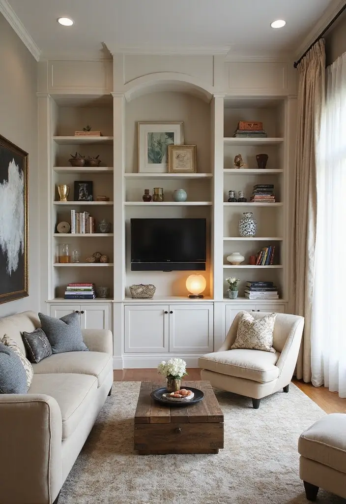 28 Kelly Wearstler Living Room Ideas That Feel Artistic and Glamorous - 17. Custom Built-ins