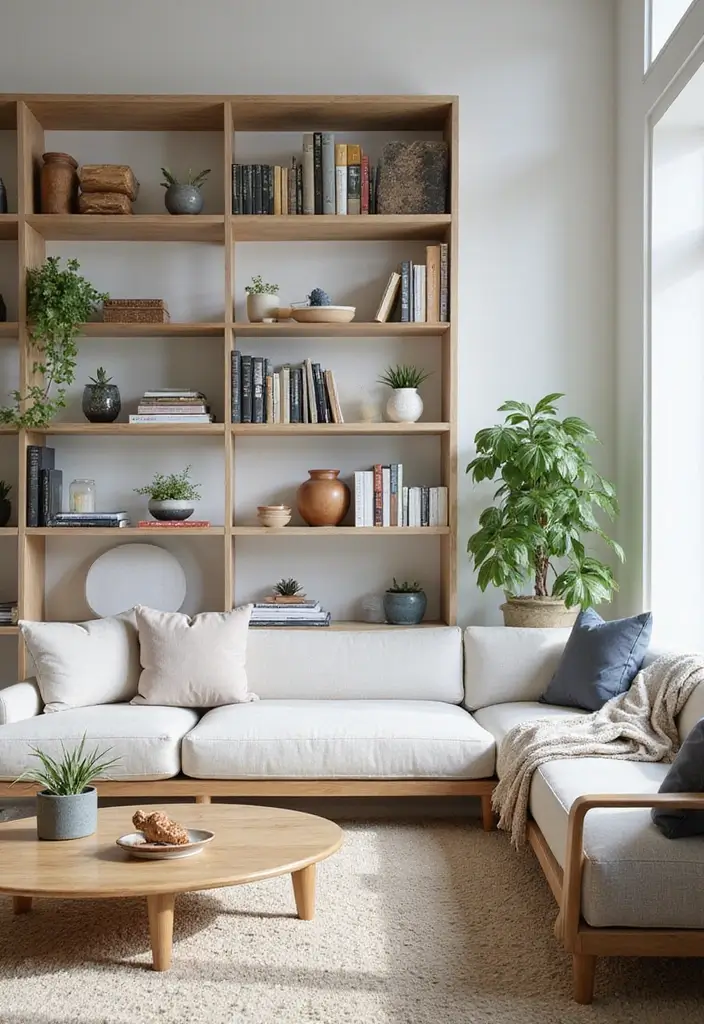 28 Kelly Wearstler Living Room Ideas That Feel Artistic and Glamorous - 26. Open Shelving