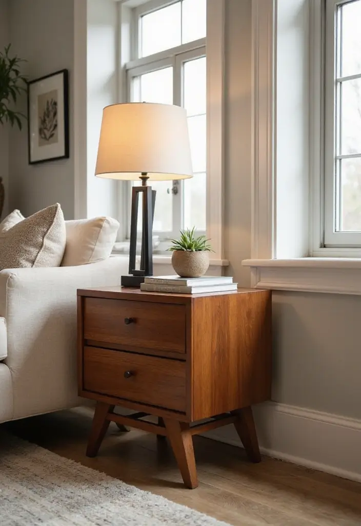 28 Living Room Cabinet Ideas That Add Storage and Style - 25. Elegant Side Tables with Storage