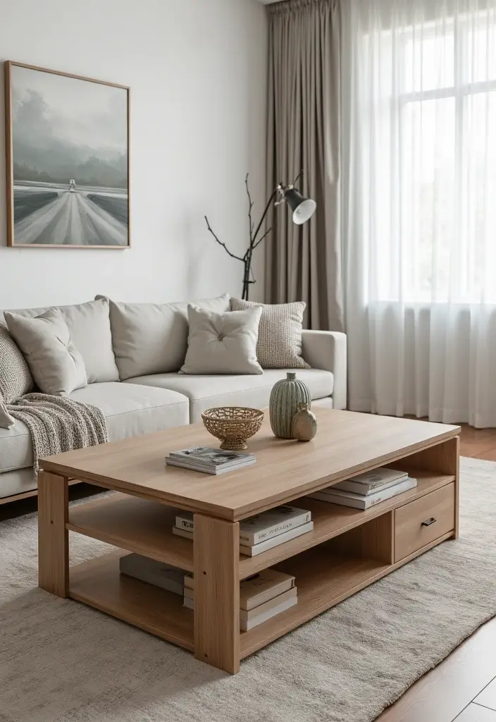 28 Living Room Coffee Table Ideas That Feel Polished and Functional - 10. Coffee Table with Built-in Storage