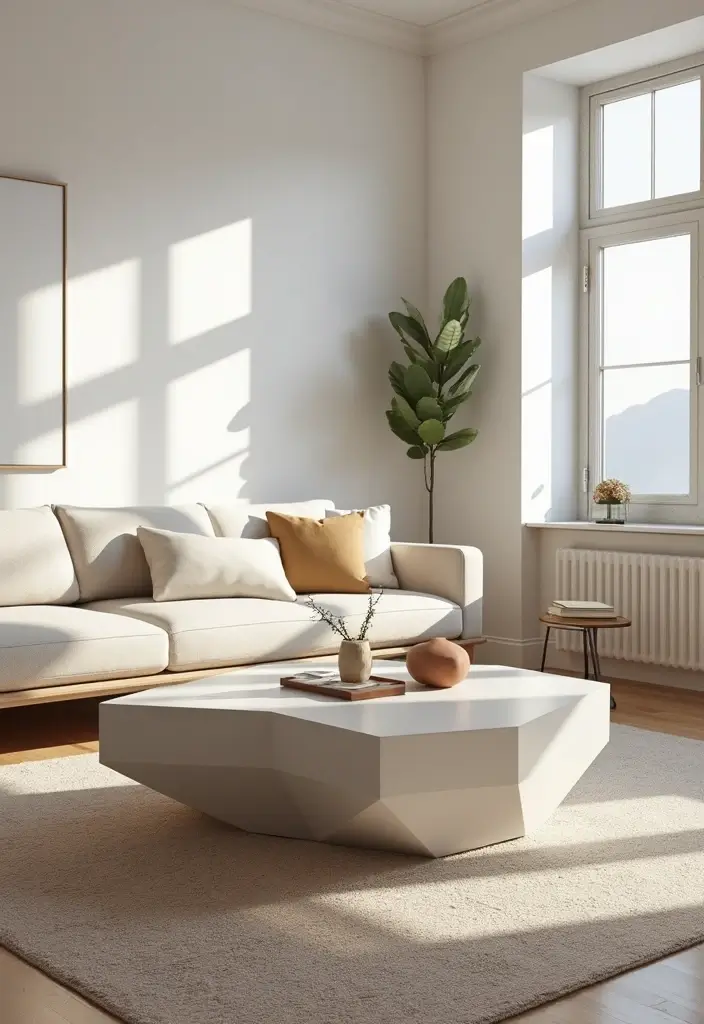 28 Living Room Coffee Table Ideas That Feel Polished and Functional - 11. Geometric Coffee Table