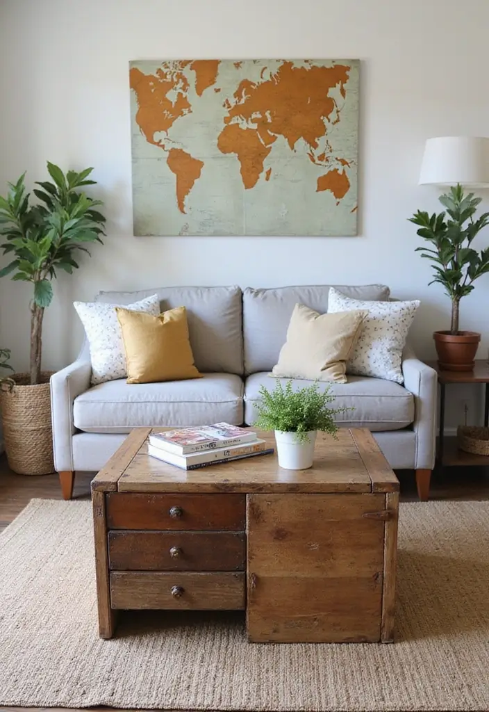 28 Living Room Coffee Table Ideas That Feel Polished and Functional - 23. Upcycled Coffee Table