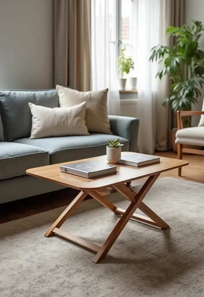 28 Living Room Coffee Table Ideas That Feel Polished and Functional - 7. Foldable Coffee Table