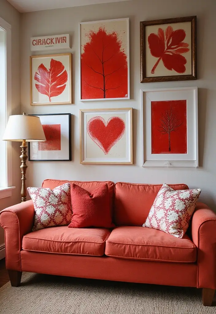 28 Living Room Red Ideas That Feel Energetic and Bold - 5. Red Artwork and Decor