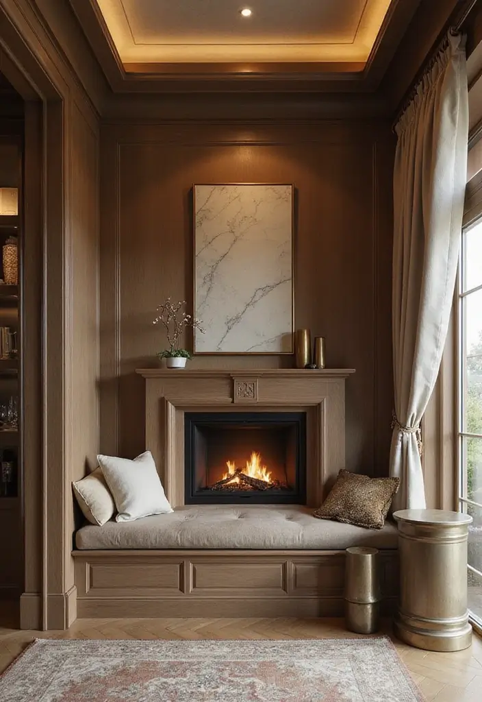 28 Luxury Fireplace Living Room Ideas That Feel Glamorous and Cozy - 26. Cozy Nooks with Fireplaces