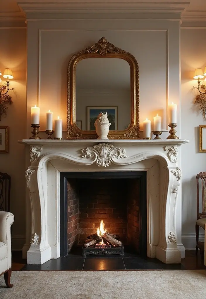 28 Luxury Fireplace Living Room Ideas That Feel Glamorous and Cozy - 4. Elegant Mantel Displays
