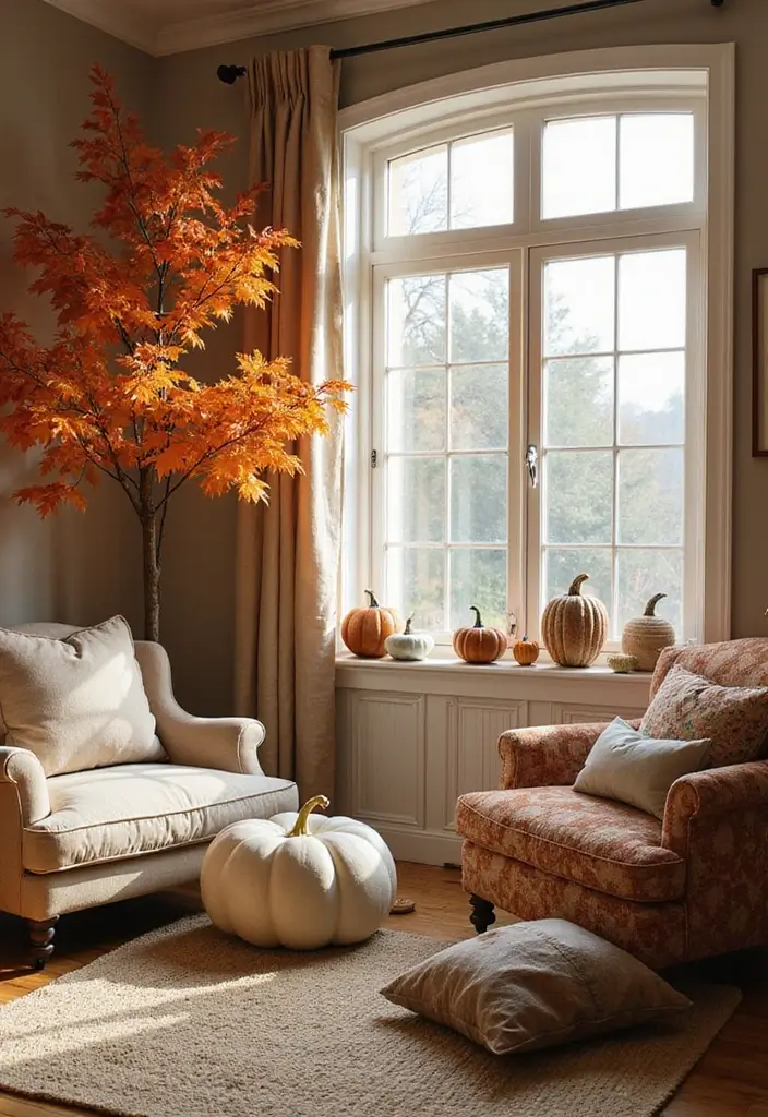 28 Modern Farmhouse Wall Decor Living Room Ideas That Feel Rustic and Clean - 18. Seasonal Decor Swaps