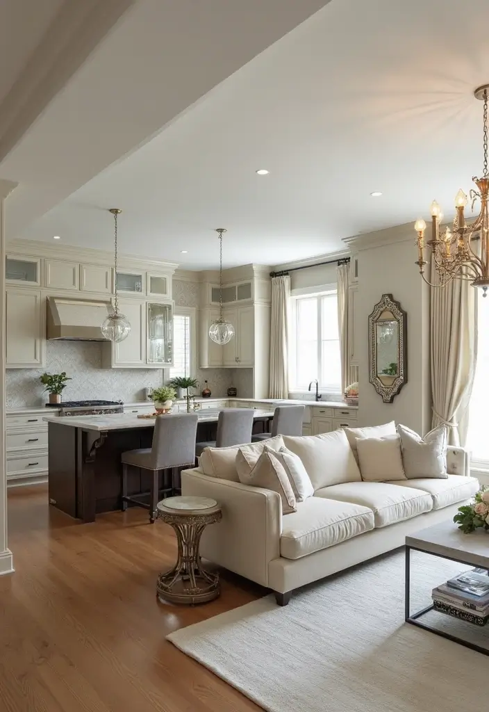 28 Open Kitchen and Living Room Indian Style Ideas That Feel Bright and Welcoming - 11. Incorporating Mirrors