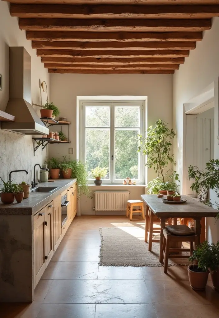 28 Open Kitchen and Living Room Indian Style Ideas That Feel Bright and Welcoming - 14. Rustic Elements