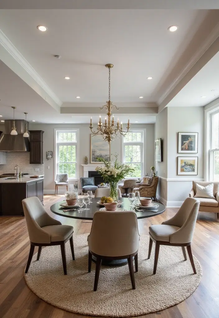 28 Open Kitchen and Living Room Indian Style Ideas That Feel Bright and Welcoming - 24. Elegant Dining Areas