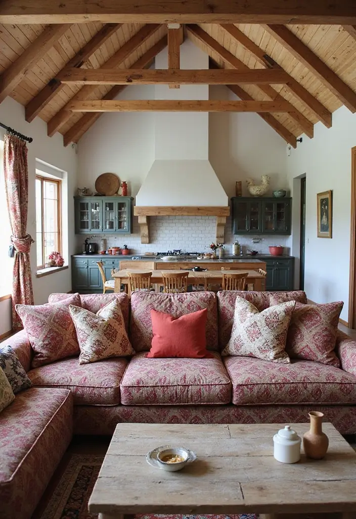 28 Open Kitchen and Living Room Indian Style Ideas That Feel Bright and Welcoming - 3. Chic Ethnic Prints