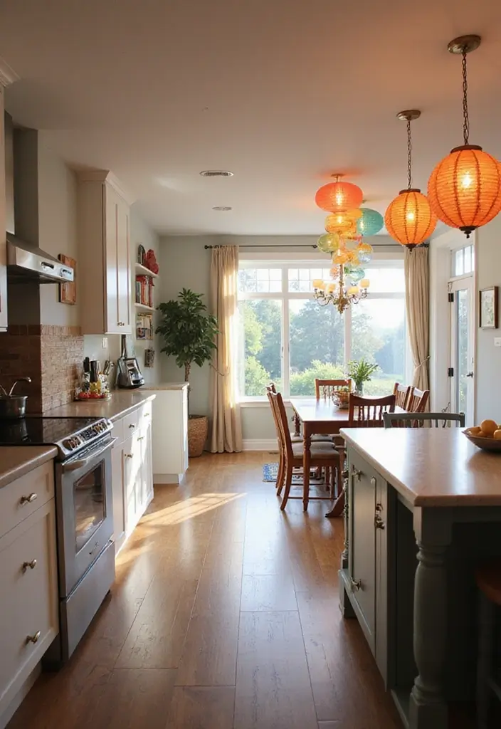 28 Open Kitchen and Living Room Indian Style Ideas That Feel Bright and Welcoming - 4. Bright Lighting Solutions