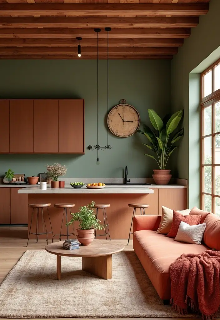 28 Open Kitchen and Living Room Indian Style Ideas That Feel Bright and Welcoming - 6. Earthy Color Palettes