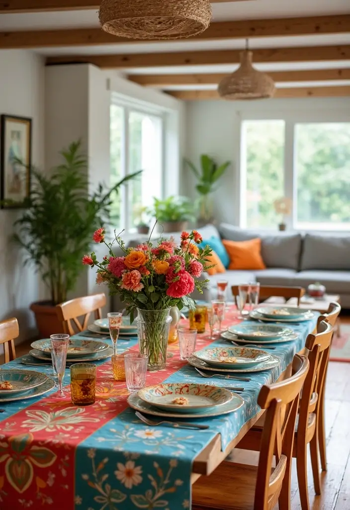 28 Open Kitchen and Living Room Indian Style Ideas That Feel Bright and Welcoming - 7. Vibrant Table Settings