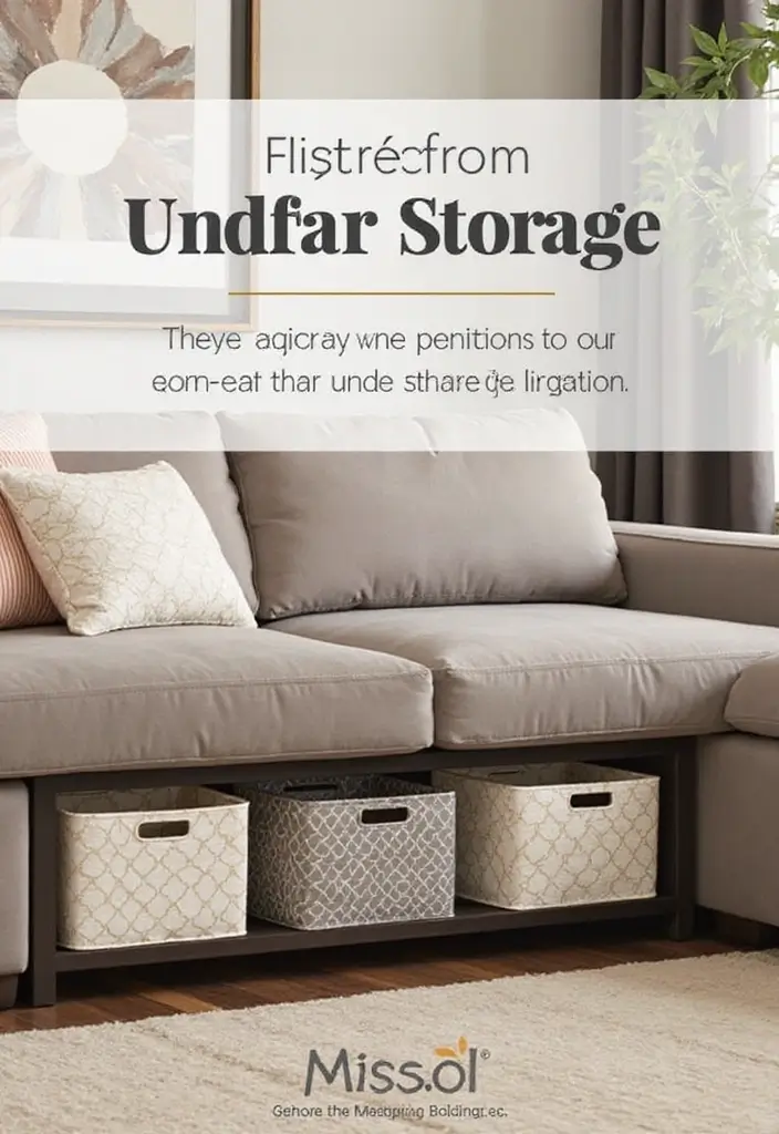 28 Small Living Room Storage Ideas That Keep Things Organized - 1. Under-Sofa Storage Bins