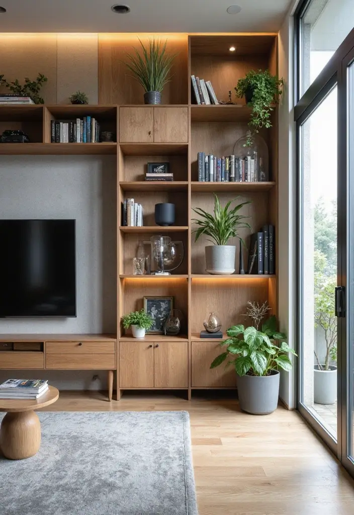 28 Small Living Room Storage Ideas That Keep Things Organized - 10. Use a Room Divider with Storage