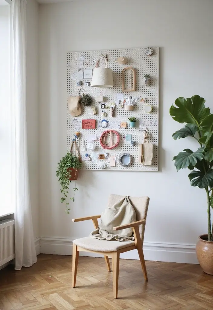28 Small Living Room Storage Ideas That Keep Things Organized - 23. Use a Pegboard for Storage