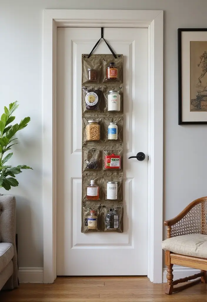 28 Small Living Room Storage Ideas That Keep Things Organized - 27. Use a Door-Mounted Organizer