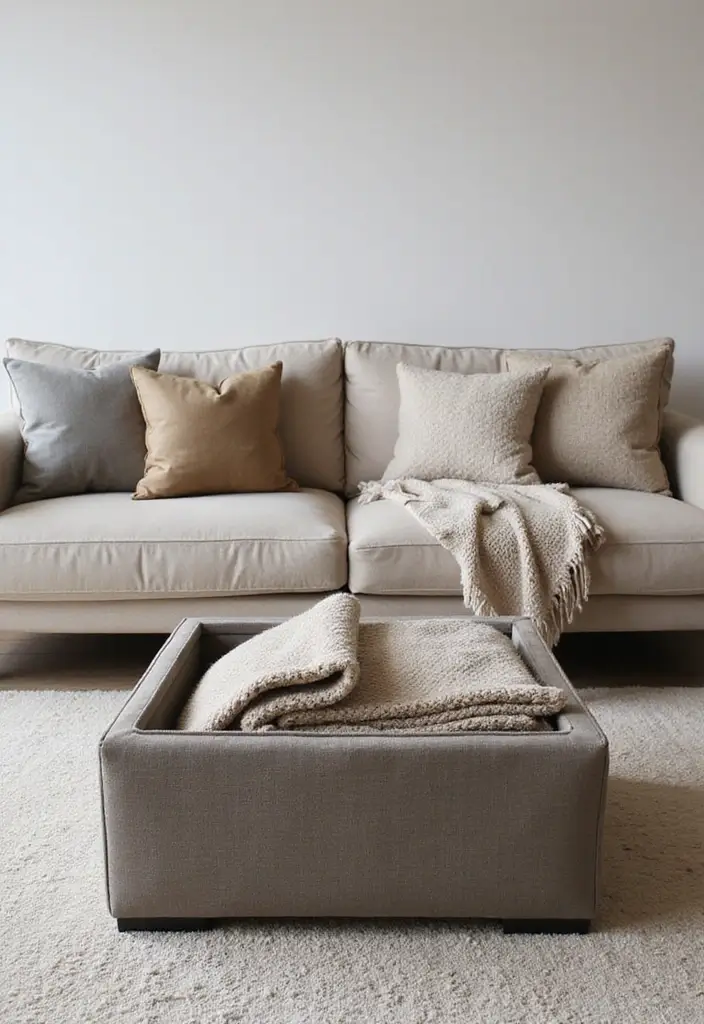 28 Small Living Room Storage Ideas That Keep Things Organized - 3. Ottoman with Storage