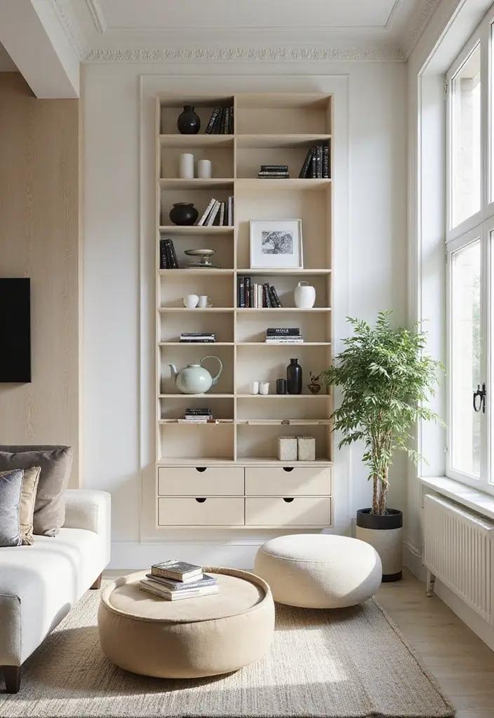 28 Small Living Room Storage Ideas That Keep Things Organized - 5. Wall-Mounted Storage Units