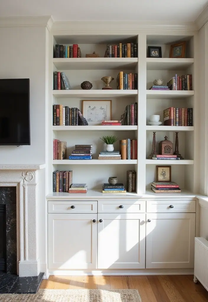 28 Small Living Room Storage Ideas That Keep Things Organized - 9. Built-in Shelving