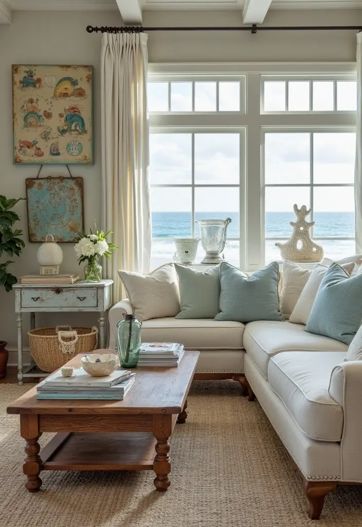 28 Toca Boca House Ideas Coastal Villa Living Room That Feel Sunny and Fun - 11. Vintage Finds