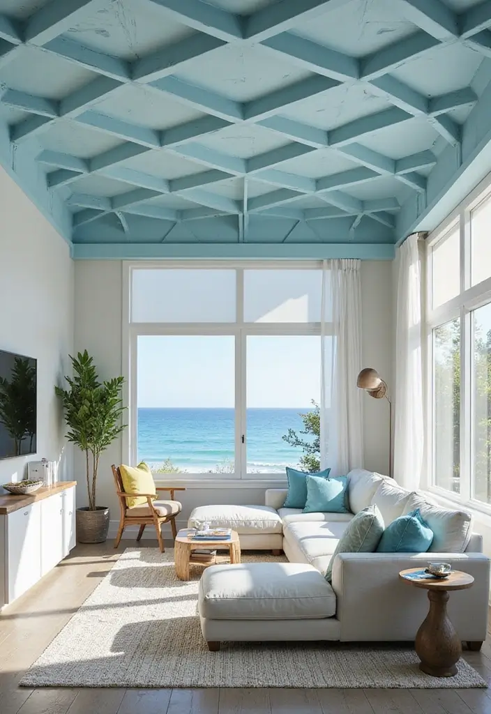 28 Toca Boca House Ideas Coastal Villa Living Room That Feel Sunny and Fun - 15. Fun Ceiling Designs
