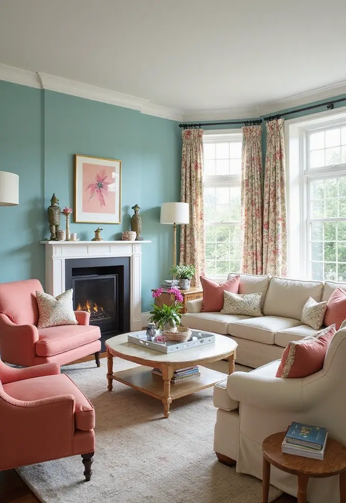 28 Toca Boca House Ideas Coastal Villa Living Room That Feel Sunny and Fun - 17. Cheery Accent Colors