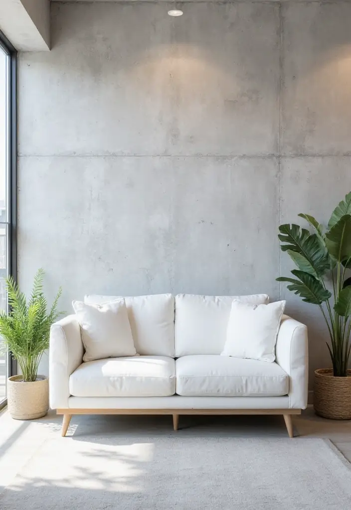 28 White Sofas Living Room Ideas That Feel Modern and Airy - 12. Textured Walls