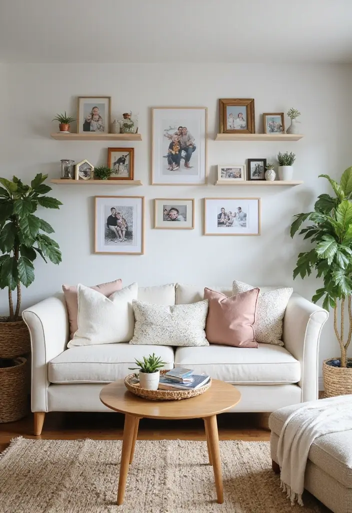 28 White Sofas Living Room Ideas That Feel Modern and Airy - 18. Personal Touches