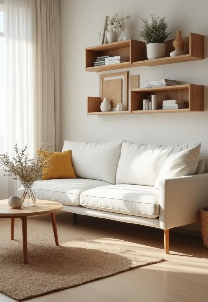28 White Sofas Living Room Ideas That Feel Modern and Airy - 22. Warm Wood Accents