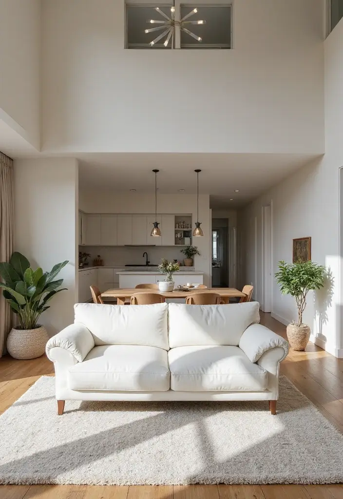 28 White Sofas Living Room Ideas That Feel Modern and Airy - 25. Open-Concept Living