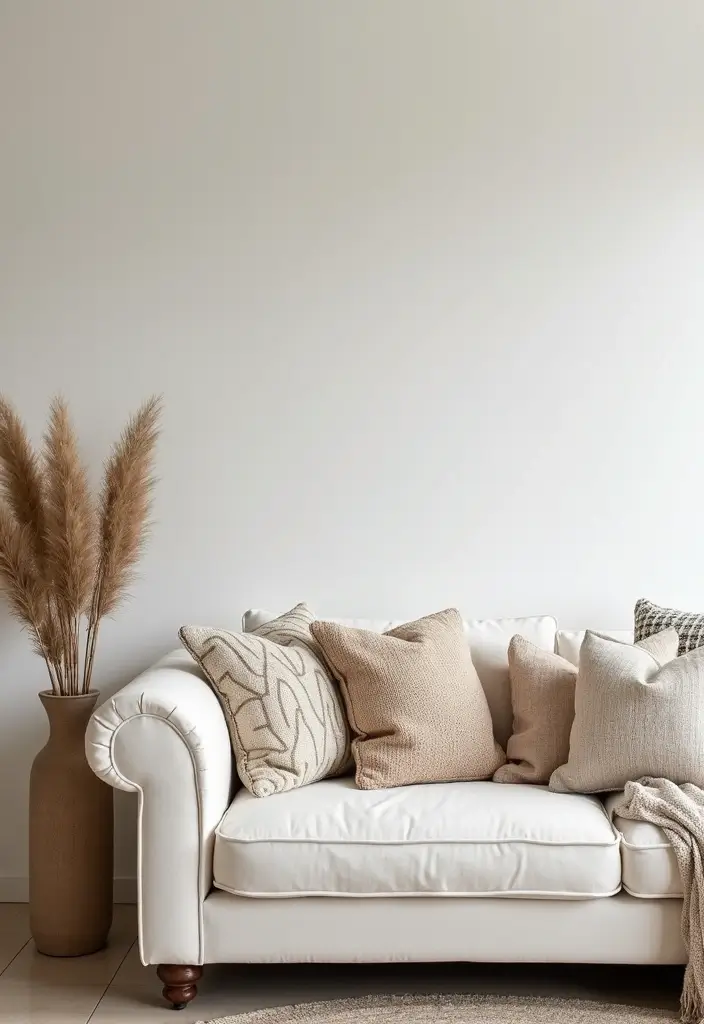 28 White Sofas Living Room Ideas That Feel Modern and Airy - 9. Stylish Throw Pillows