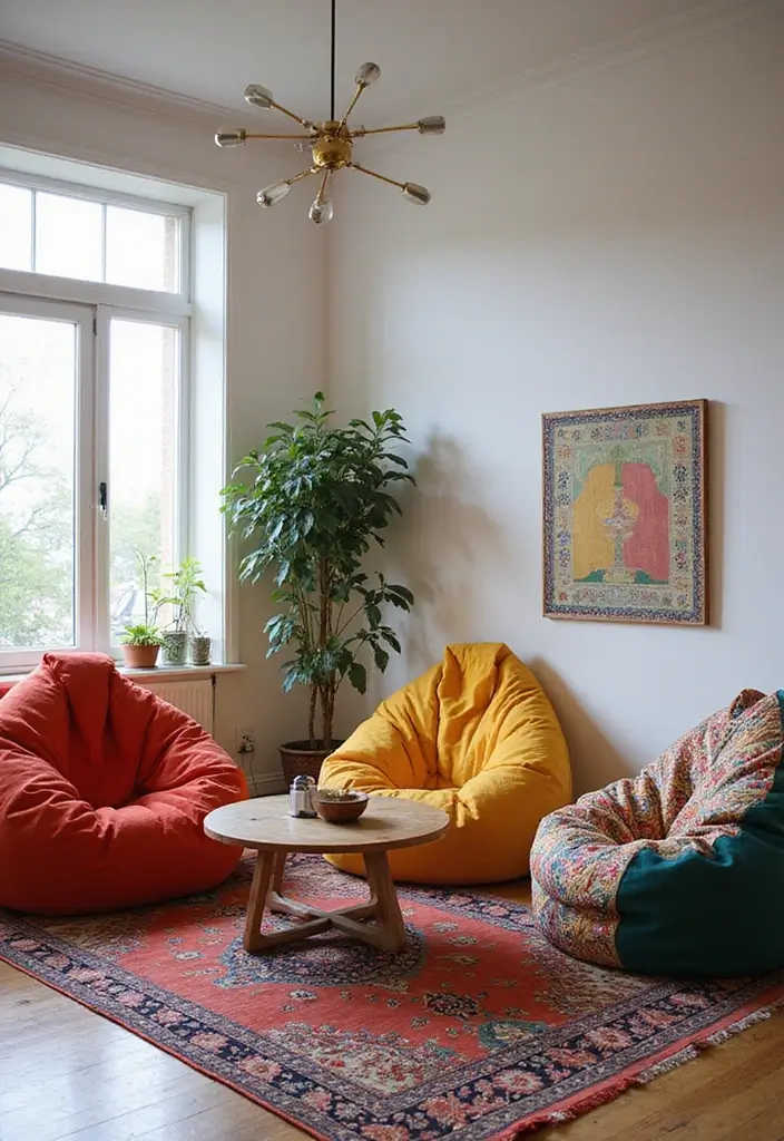 28 Y2K Living Room Ideas That Feel Retro and Fun - 1. Statement Bean Bag Chairs